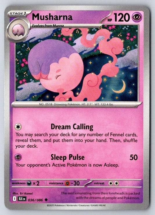 Musharna 036/086 Uncommon Black Bolt Pokemon Near Mint