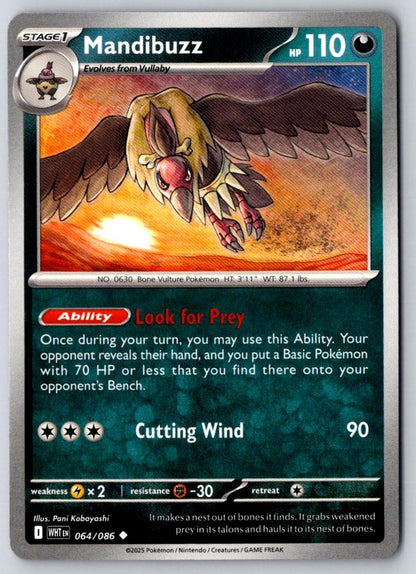 Mandibuzz 064/086 Uncommon White Flare Pokemon Near Mint