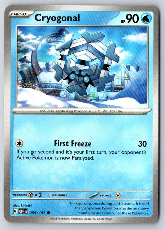 Cryogonal 055/197 Common Obsidian Flames Pokemon Near Mint