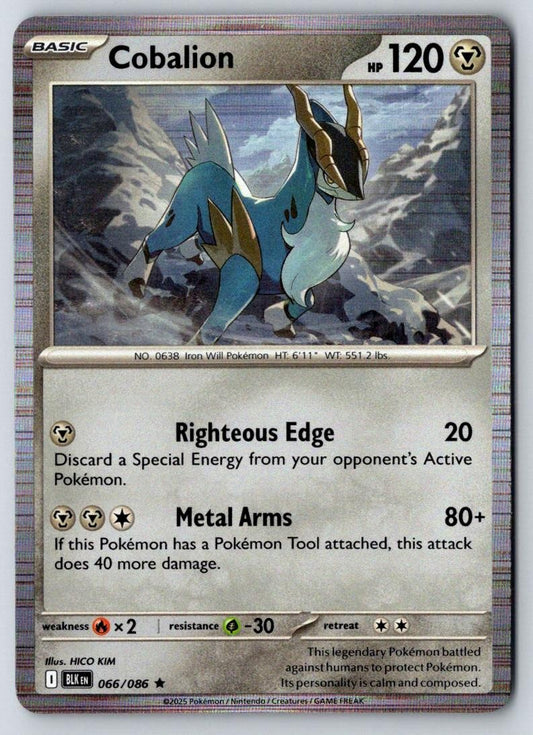 Cobalion 066/086 Holo Rare Black Bolt Pokemon Near Mint