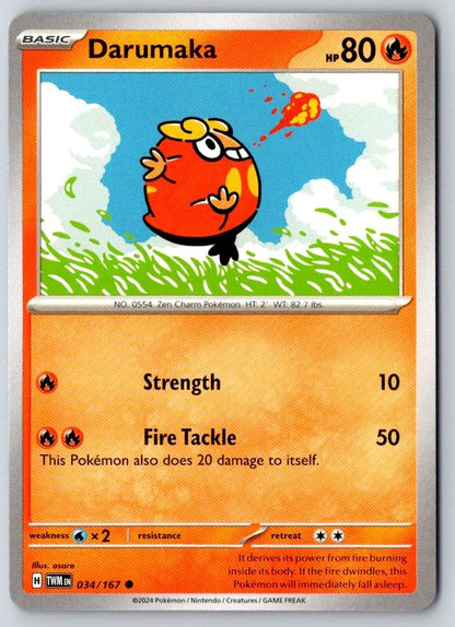 Darumaka 034/167 Common Twilight Masquerade Pokemon Near Mint