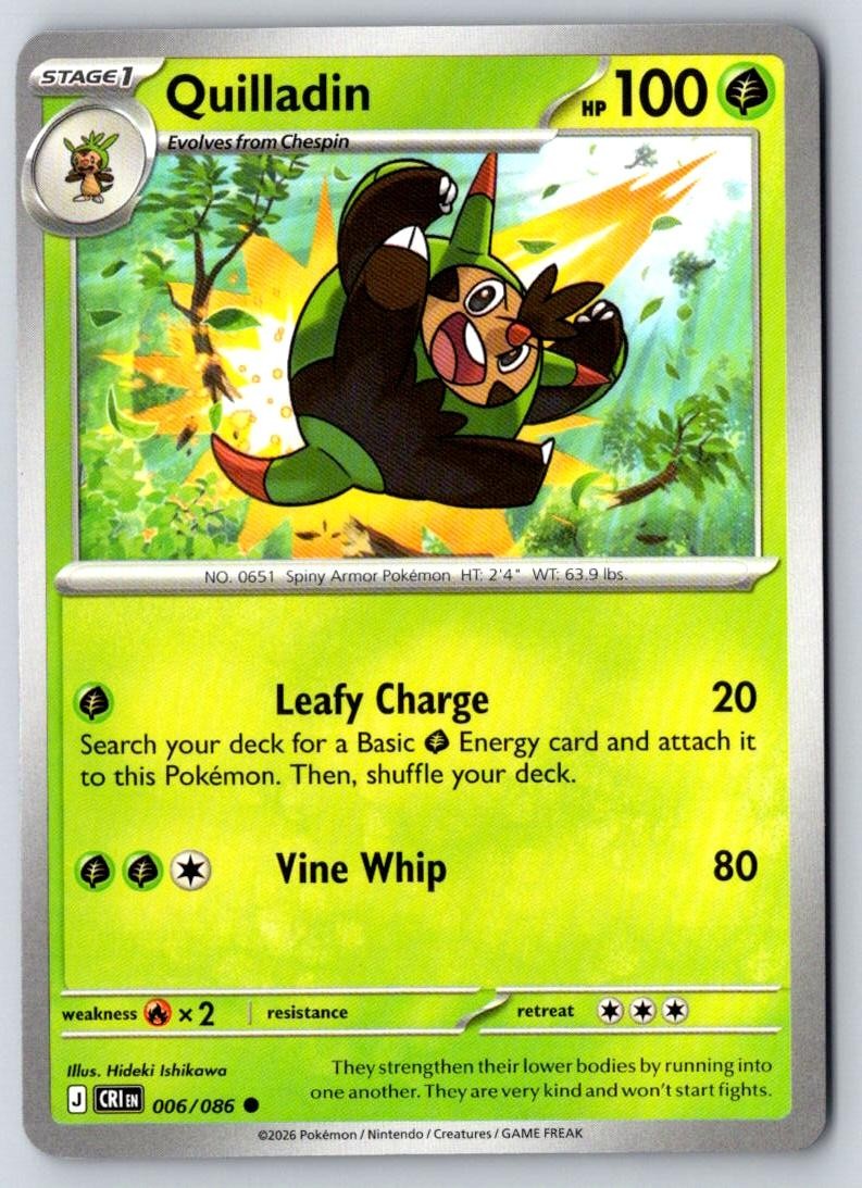 Quilladin 006/086 Common Chaos Rising Pokemon Near Mint