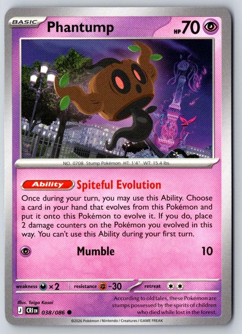 Phantump 038/086 Common Chaos Rising Pokemon Near Mint
