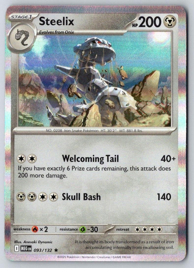 Steelix 093/132 Rare Mega Evolution Pokemon Holo Near Mint