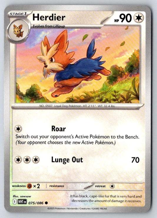 Herdier 075/086 Common White Flare Pokemon Near Mint