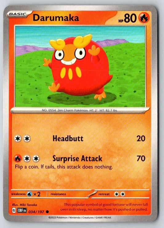 Darumaka 034/197 Common Obsidian Flames Pokemon Near Mint