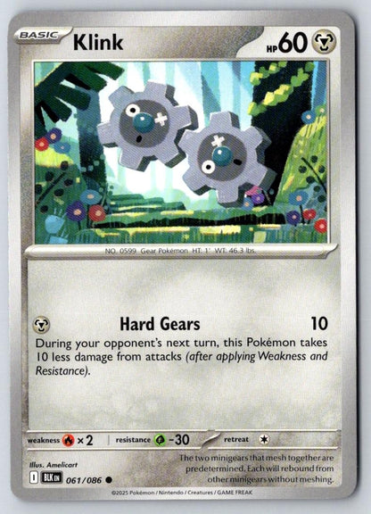 Klink 061/086 Common Black Bolt Pokemon Near Mint