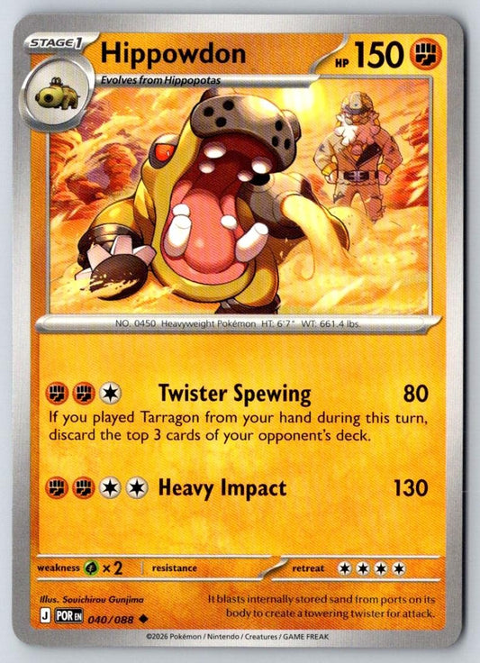Hippowdon 040/088 Uncommon Perfect Order Pokemon Near Mint