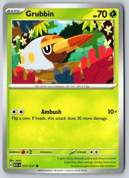 Grubbin 017/217 Common Ascended Heroes Pokemon Near Mint