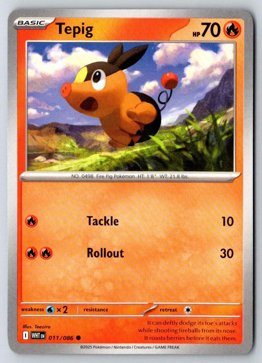 Tepig 011/086 Common White Flare Pokemon Near Mint