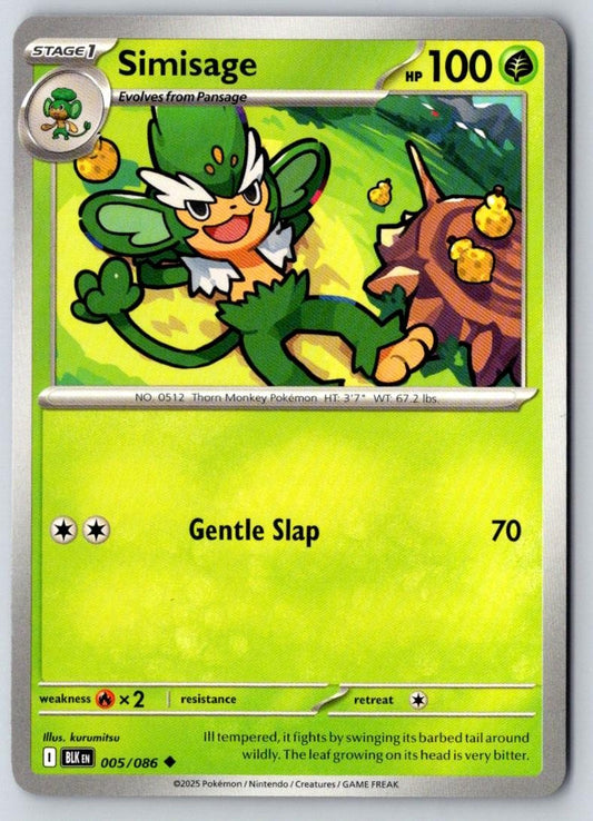 Simisage 005/086 Uncommon Black Bolt Pokemon Near Mint