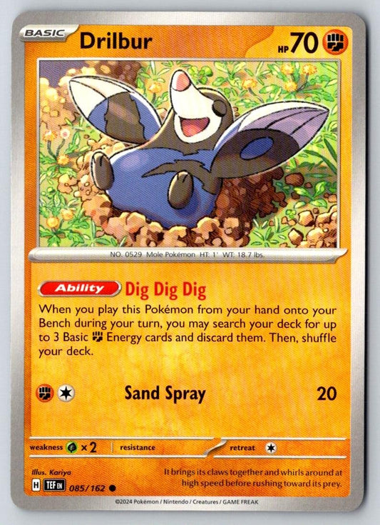 Drilbur 085/162 Common Temporal Forces Pokemon Near Mint