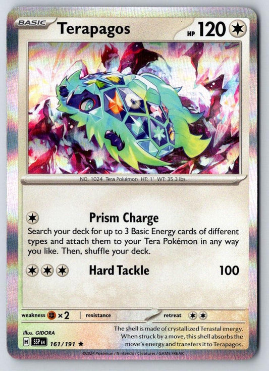 Terapagos 161/191 Rare Surging Sparks Pokemon Holo Near Mint