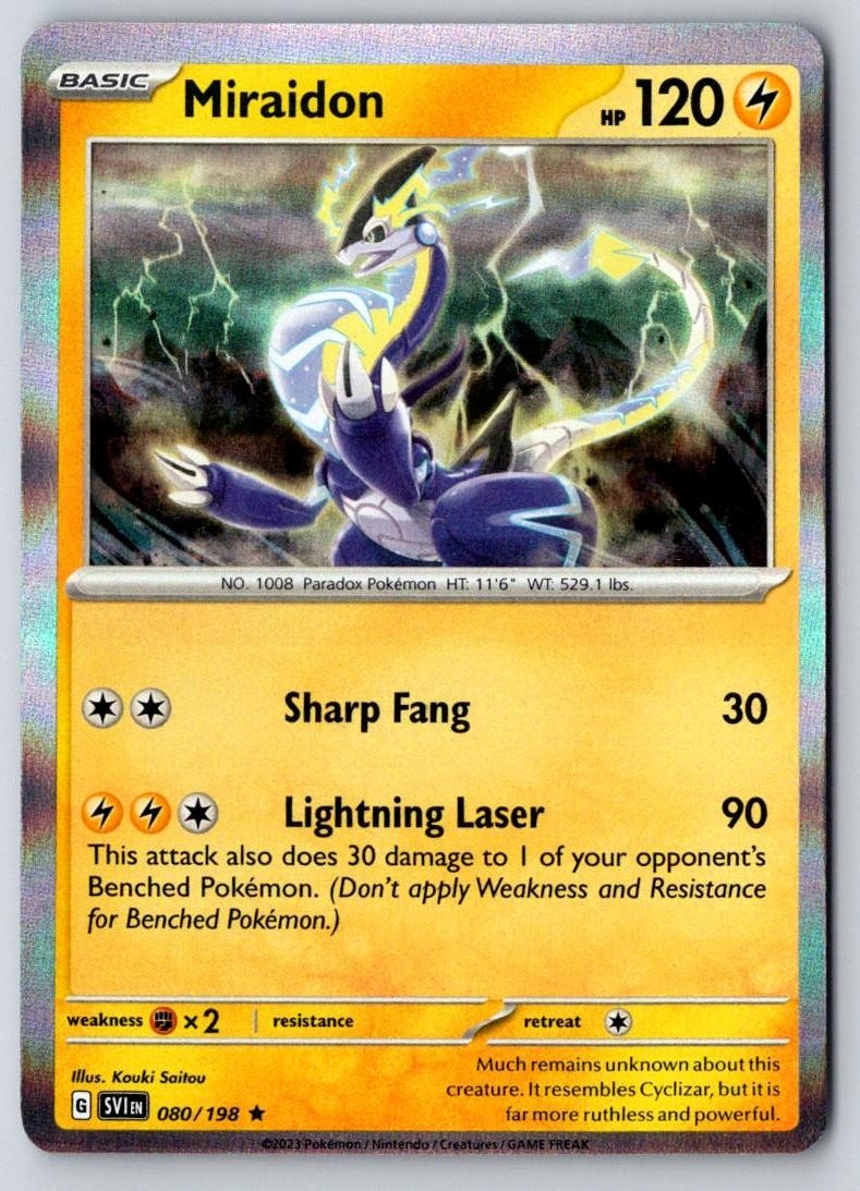 Miraidon 080/198 Rare Scarlet & Violet Pokemon Holo Near Mint