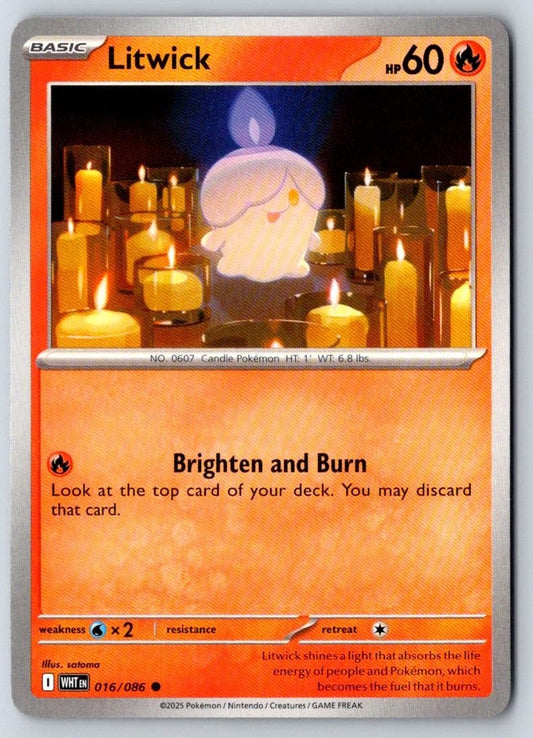 Litwick 016/086 Common White Flare Pokemon Near Mint