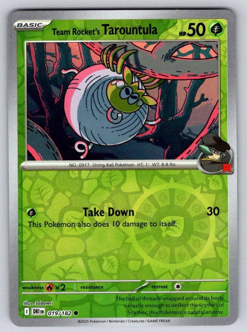 Team Rocket's Tarountula 019/182 Common Destined Rivals Pokemon Reverse Holo NM