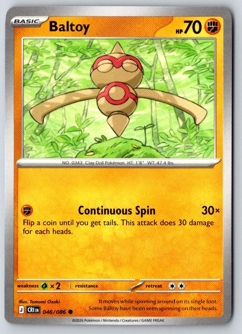 Baltoy 046/086 Common Chaos Rising Pokemon Near Mint