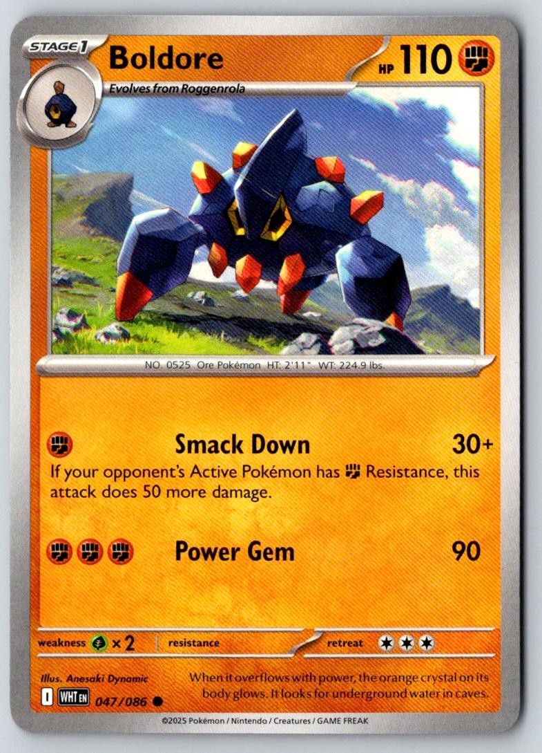 Boldore 047/086 Common White Flare Pokemon Near Mint