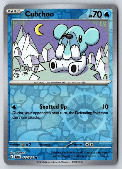 Cubchoo 025/086 Common Black Bolt Pokemon Reverse Holo Near Mint