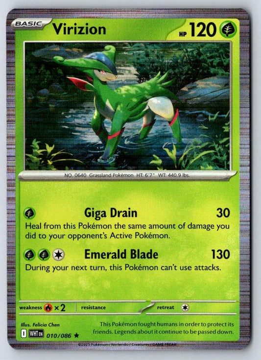 Virizion 010/086 Holo Rare White Flare Pokemon Near Mint