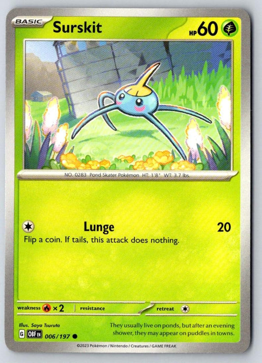 Surskit 006/197 Common Obsidian Flames Pokemon Near Mint
