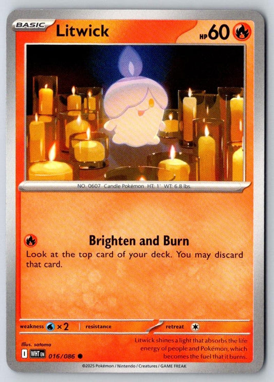 Litwick 016/086 Common White Flare Pokemon Near Mint