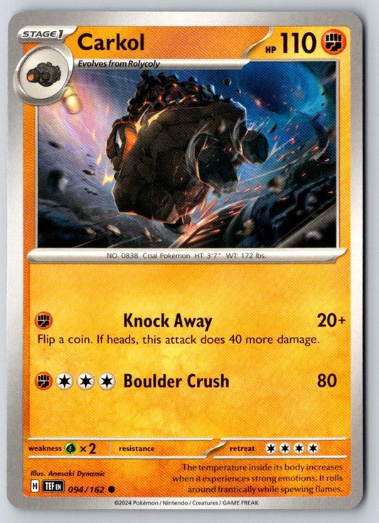Carkol 094/162 Common Temporal Forces Pokemon Near Mint
