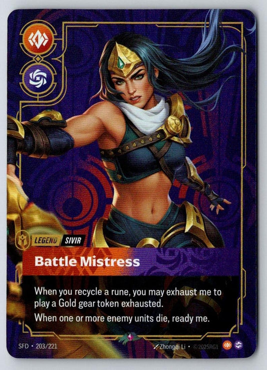 Sivir - Battle Mistress 203/221 Rare Spiritforged Riftbound Foil Near Mint