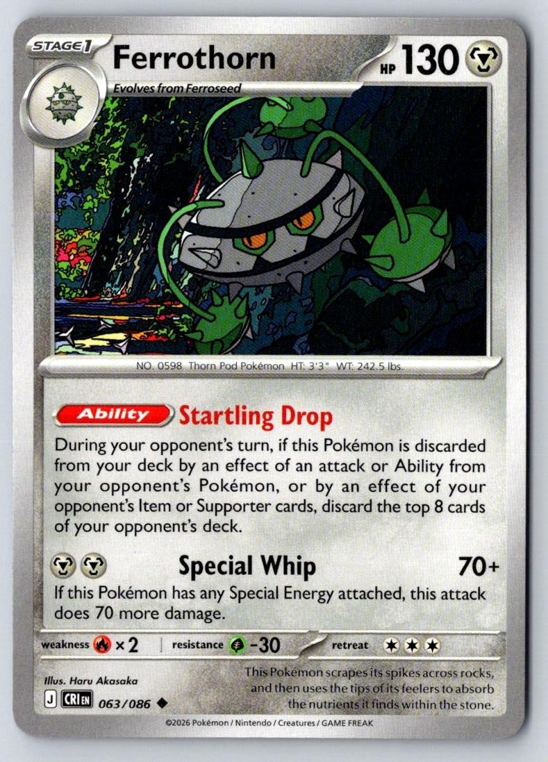 Ferrothorn 063/086 Uncommon Chaos Rising Pokemon Near Mint