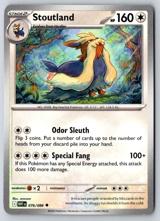 Stoutland 076/086 Uncommon White Flare Pokemon Near Mint