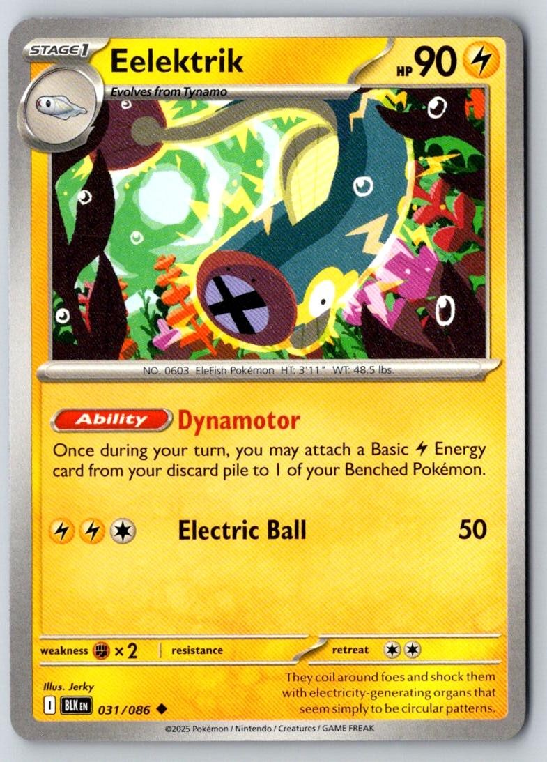 Eelektrik 031/086 Uncommon Black Bolt Pokemon Near Mint
