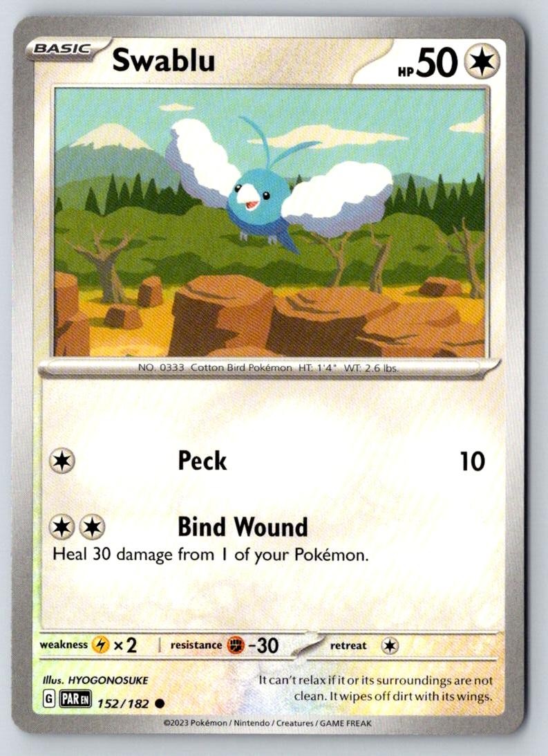 Swablu 152/182 Common Paradox Rift Pokemon Near Mint