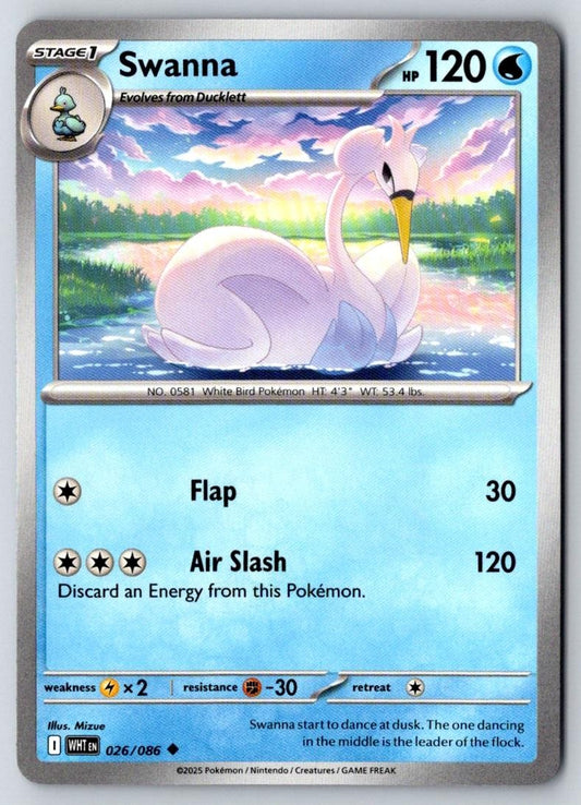 Swanna 026/086 Uncommon White Flare Pokemon Near Mint