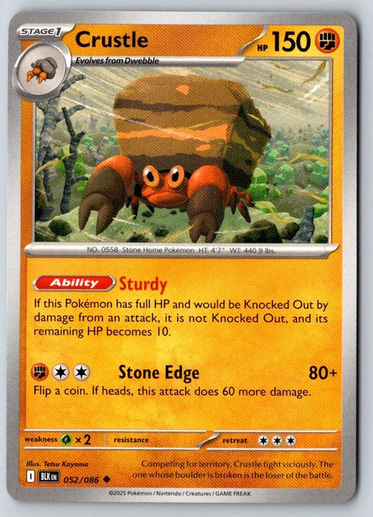 Crustle 052/086 Uncommon Black Bolt Pokemon Near Mint