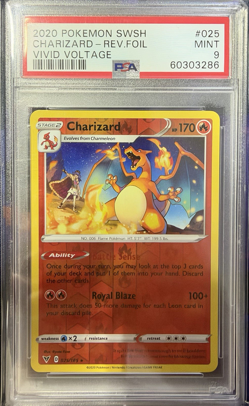 2020 Pokémon Sword/Shield Vivid Voltage Charizard Reverse Foil PSA 9 MINT