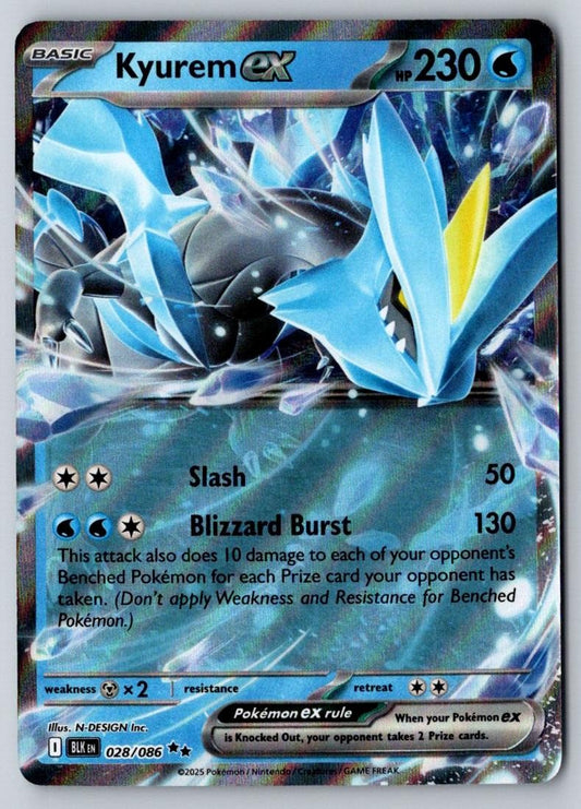 Kyurem ex 028/086 Holo Double Rare Black Bolt Pokemon Near Mint