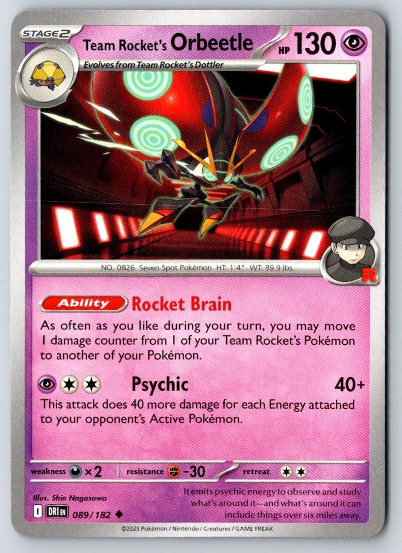 Team Rocket's Orbeetle 089/182 Uncommon Destined Rivals Pokemon Near Mint