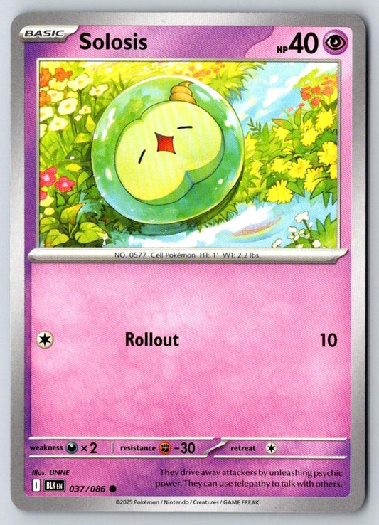 Solosis 037/086 Common Black Bolt Pokemon Near Mint