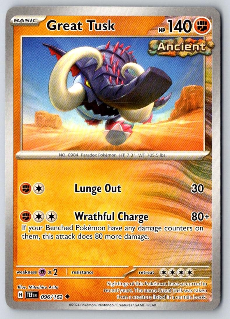 Great Tusk 096/162 Uncommon Temporal Forces Pokemon Near Mint