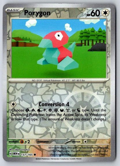 Porygon 137/165 Common 151 Pokemon Near Mint
