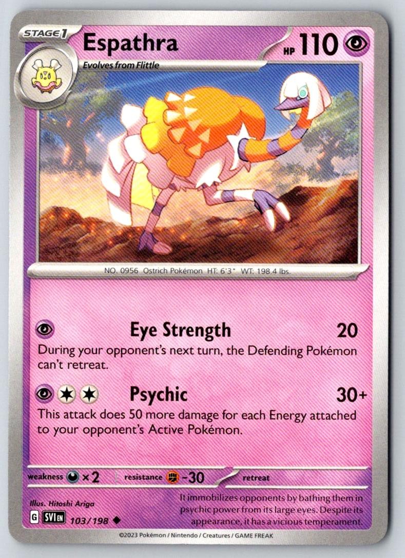 Espathra 103/198 Uncommon Scarlet & Violet Pokemon Near Mint