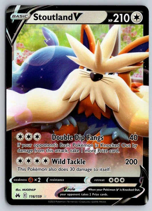 Stoutland V 116/159 Holo V Rare Crown Zenith Pokemon Near Mint
