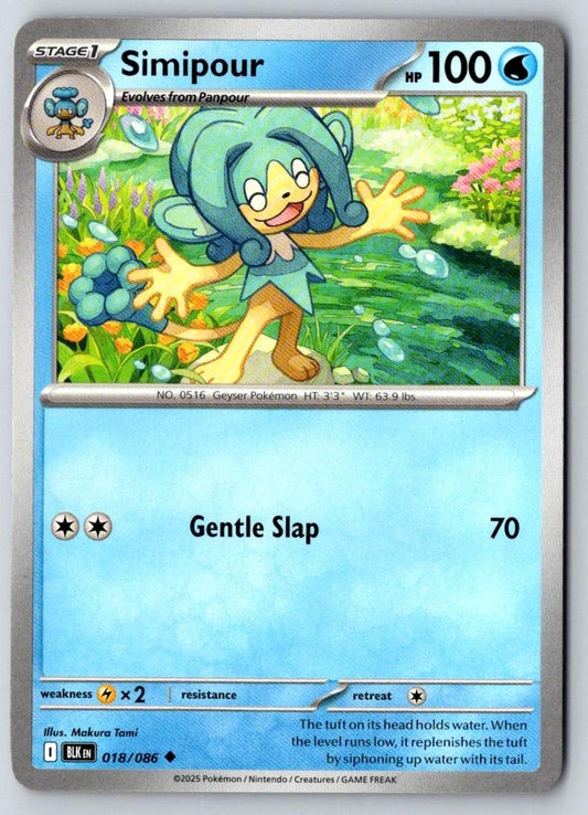 Simipour 018/086 Uncommon Black Bolt Pokemon Near Mint