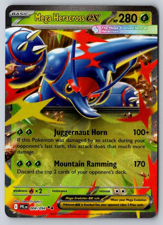 Mega Heracross ex 004/094 Double Rare Phantasmal Flames Pokemon Holo Near Mint
