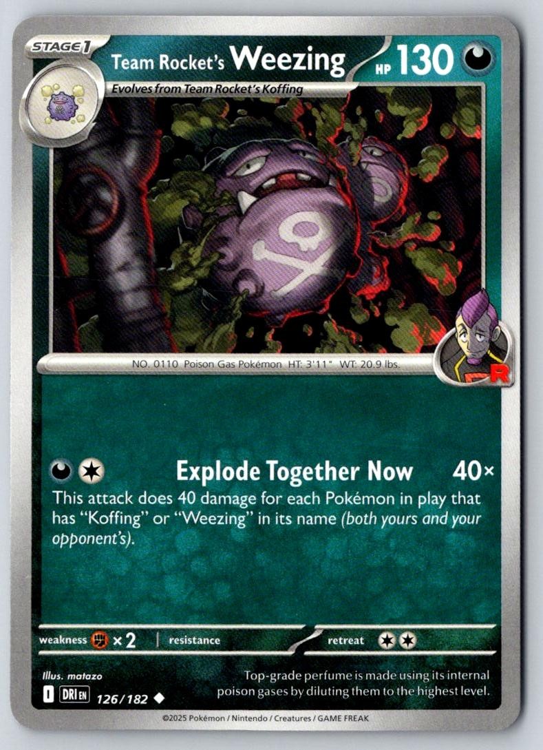 Team Rocket's Weezing 126/182 Uncommon Destined Rivals Pokemon Near Mint