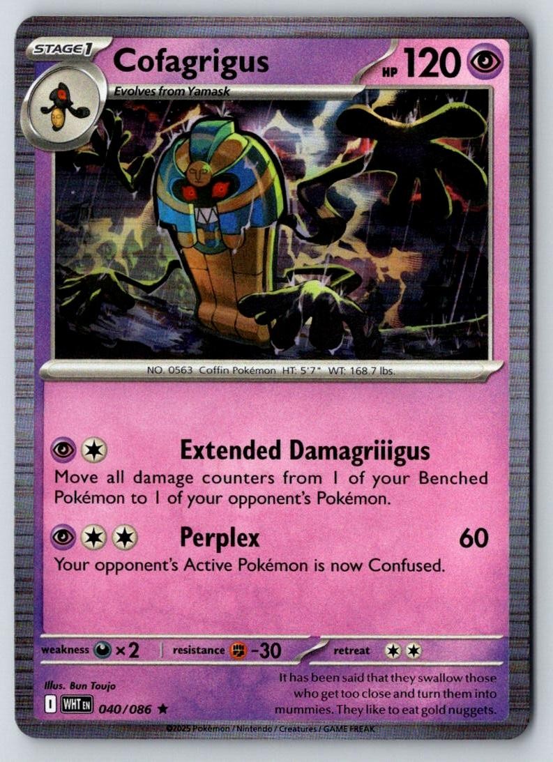 Cofagrigus 040/086 Holo Rare White Flare Pokemon Near Mint