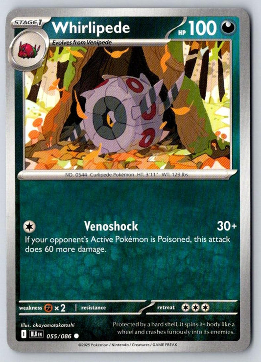 Whirlipede 055/086 Common Black Bolt Pokemon Near Mint