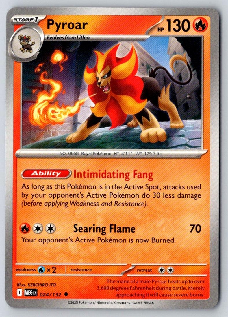 Pyroar 024/132 Uncommon Mega Evolution Pokemon Near Mint