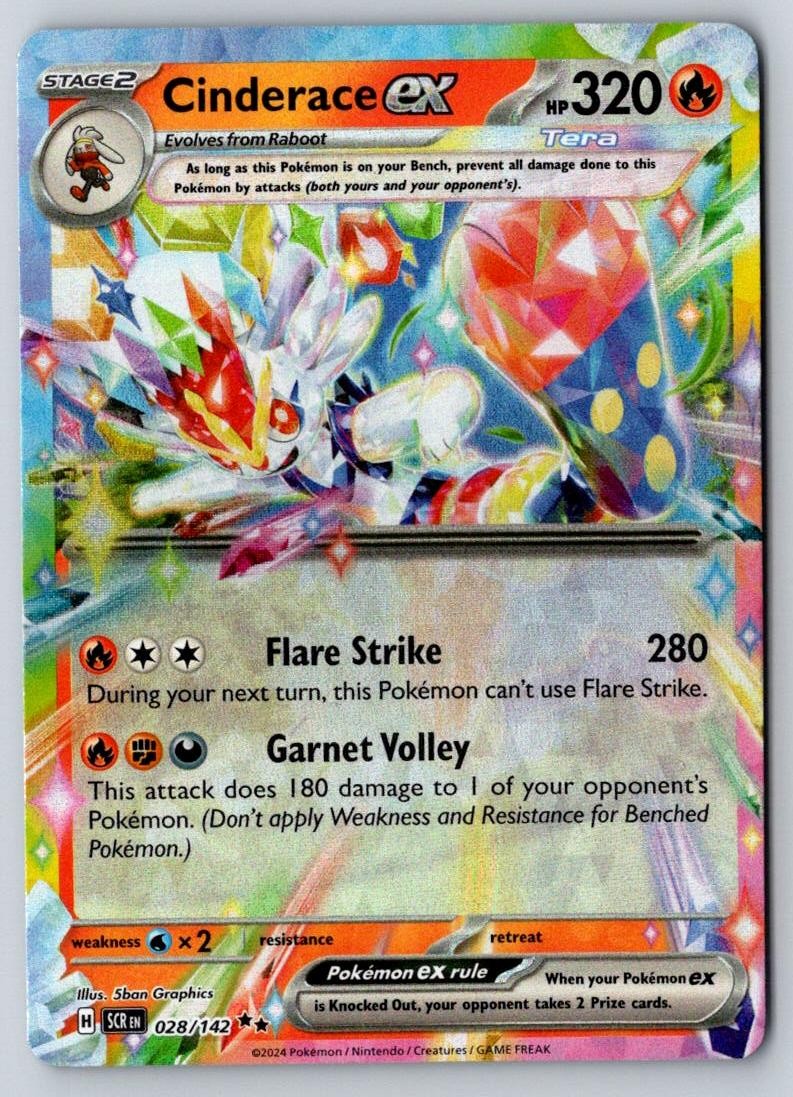 Cinderace ex 28/142 Double Rare Stellar Crown Pokemon Holo Near Mint