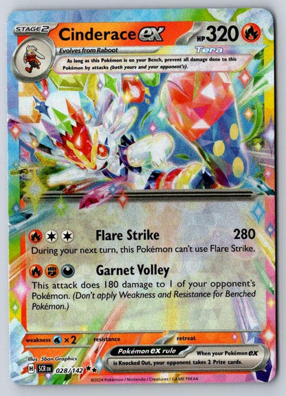 Cinderace ex 28/142 Double Rare Stellar Crown Pokemon Holo Near Mint